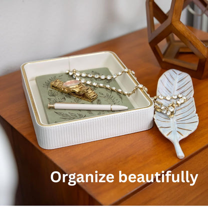 Perfume Tray Valet Tray Night Stand Bedside Organizer| Perfume Organizer Catchall| Perfume Trays for Dresser Vanity Tray for Dresser Countertop| Perfume Holder| Nightstand Organizer Women