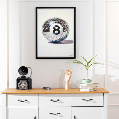 TUTUMAY21 Sparkly Number 8 Ball Diamond Drawing Art Kit for Adults DIY Diamond Art Painting Full Drill Round Gem Art for Crafts Wall Decor 12x16 inch