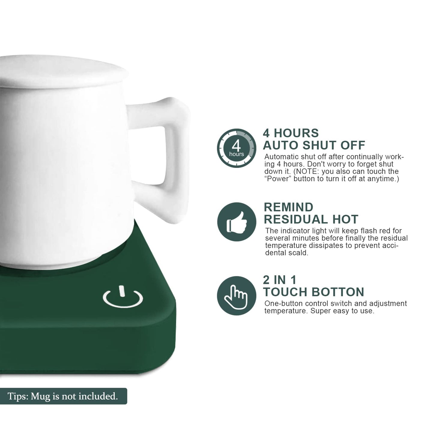 VOBAGA Mug Warmer Set, Coffee Warmer for Desk with 11oz Ceramic Mug, Auto Shut Off & 3-Temp Settings, Smart Coffee Cup Warmer, Home Office Essentials Coffee Set