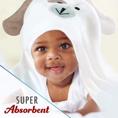 Baby Towels with Hood - Soft, Absorbent Viscose Made of Bamboo, Extra Large 35 x 35 Inches, for Newborns, Infants, Boys and Girls, White