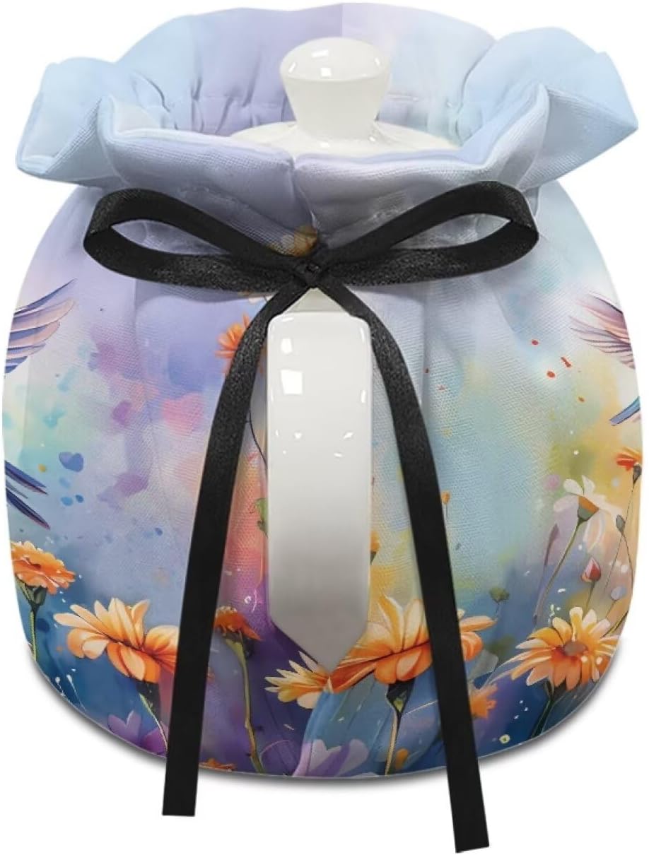 Floral Hummingbird Tea Pot Cosy, Cotton Tea Cozy for Teapot Cover, Insulated Kettle Cover for Home Kitchen