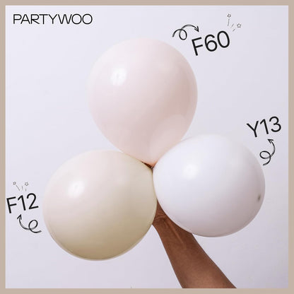 PartyWoo Beige Balloons - 120pcs Boho Cream & Ivory Balloon Arch Kit | Various Sizes for Weddings & Events