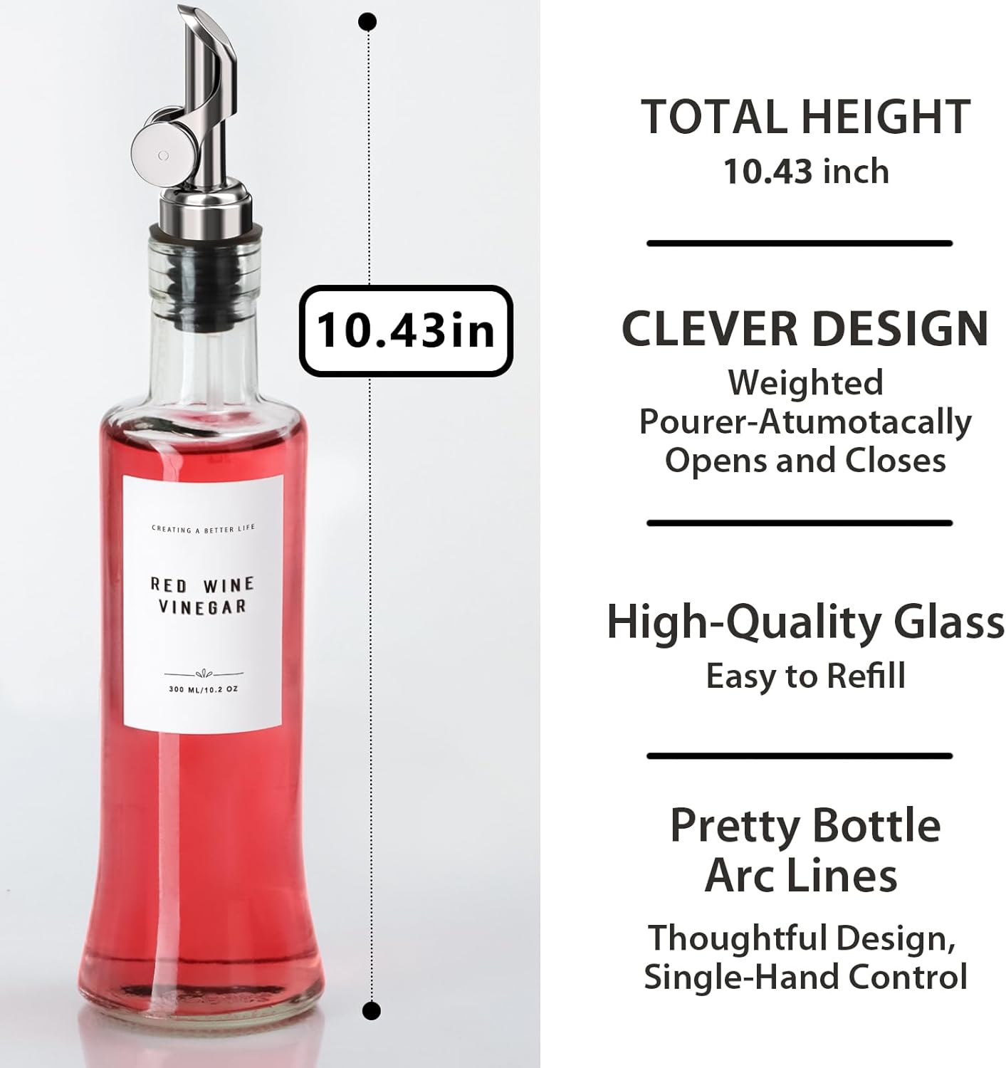 GIXSEGIE Olive Oil Dispenser Bottle with Bamboo Tray, Oil and Vinegar Set with Metal Pour Spout for Kitchen