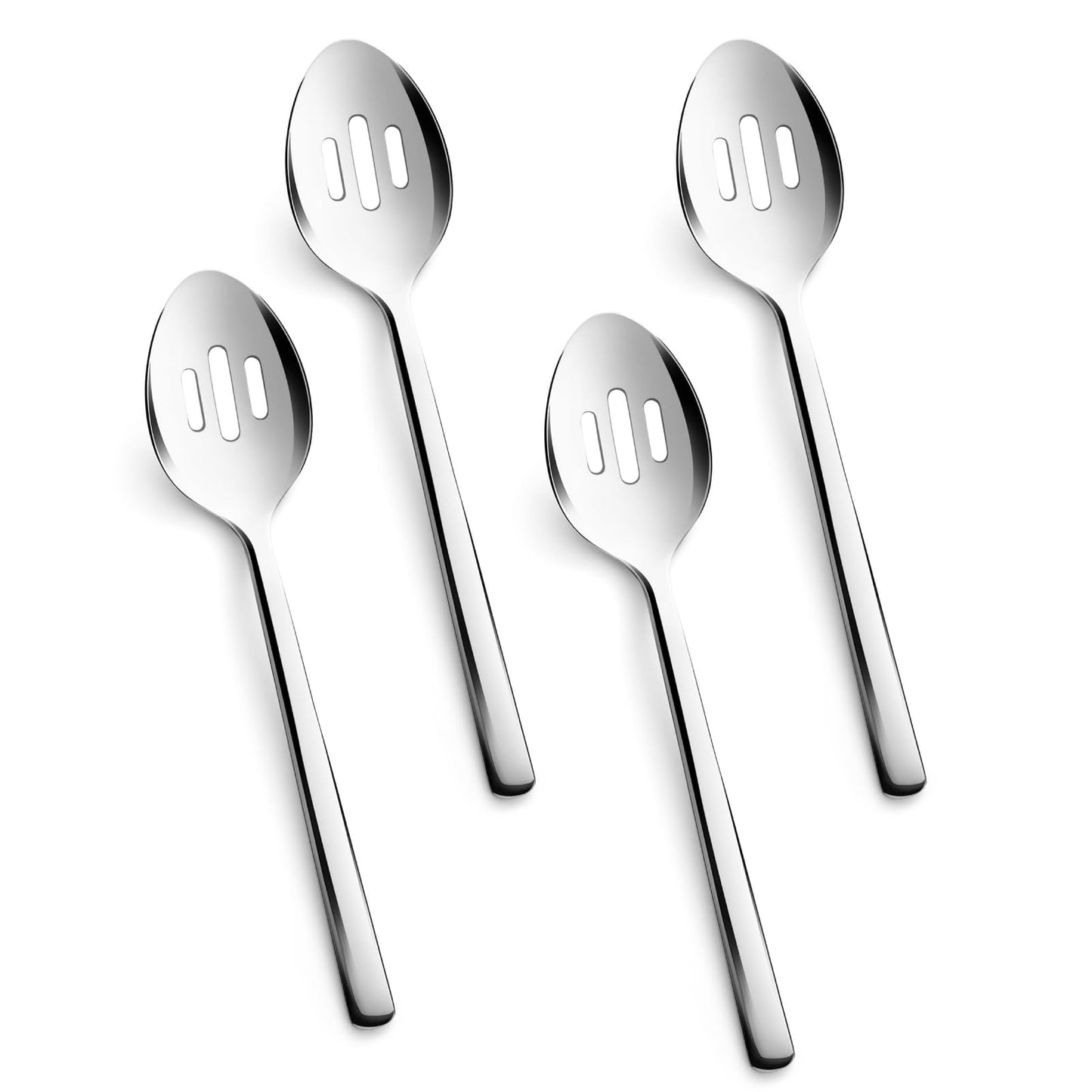 KINGSTONE Slotted Serving Spoons Sets 4 Piece,18/10 Stainless Steel Heavy Duty 9.84inch For Buffet, Wedding, Party,Catering,Dishwasher Safe