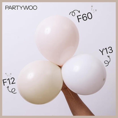 PartyWoo White Sand Balloons - 50 Pcs 12 Inch Beige Cream Ivory Latex for Weddings & Celebrations