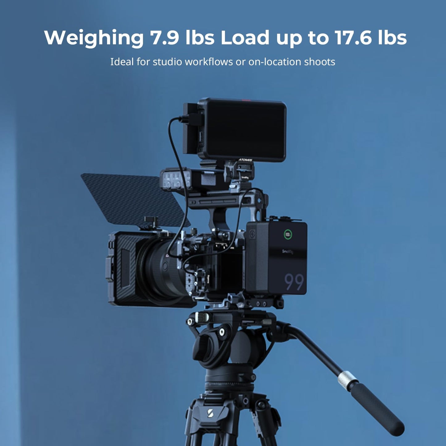 SmallRig AD-50 Max Heavy Duty Video Tripod, 68.5" Carbon Fiber Lightweight Tripod with FreeSpeed One-Step Height Adjustment, Fluid Head, Dual-Mode QR Plate, Load up to 17.6lb