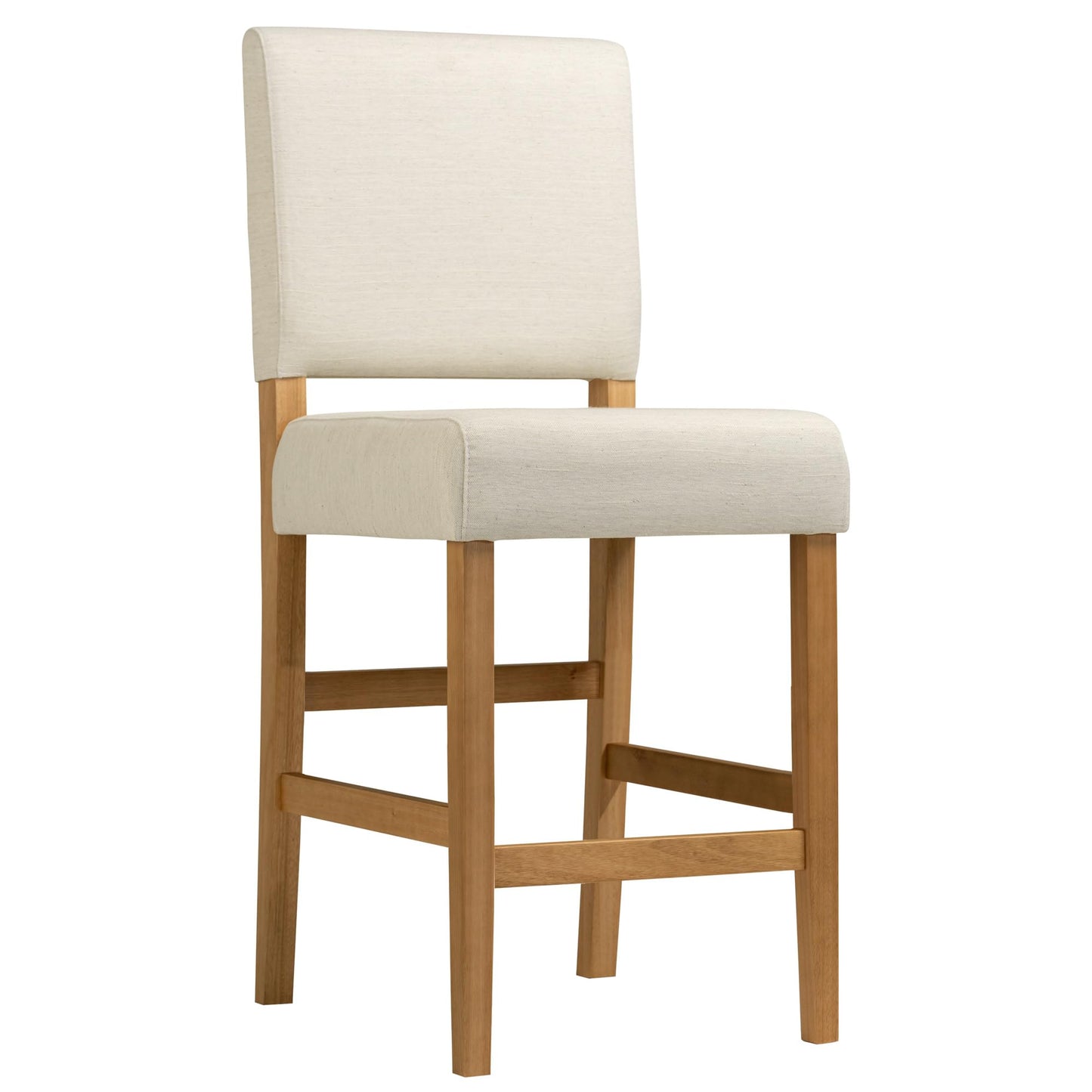 Leick Home Brax Counter Stool Set of 2, Counter Height, Solid Wood Base, Upholstered Foam Cushion, Easy Assembly, Natural White Sand, 17.75 in L x 19 in D x 40 in H, Item 214460