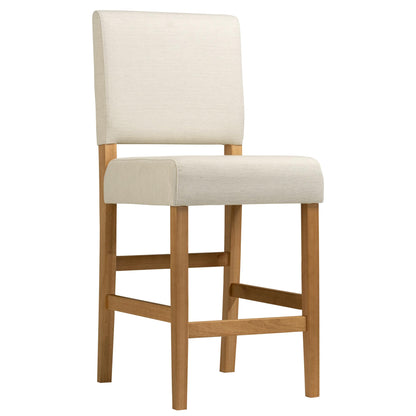 Leick Home Brax Counter Stool Set of 2, Counter Height, Solid Wood Base, Upholstered Foam Cushion, Easy Assembly, Natural White Sand, 17.75 in L x 19 in D x 40 in H, Item 214460