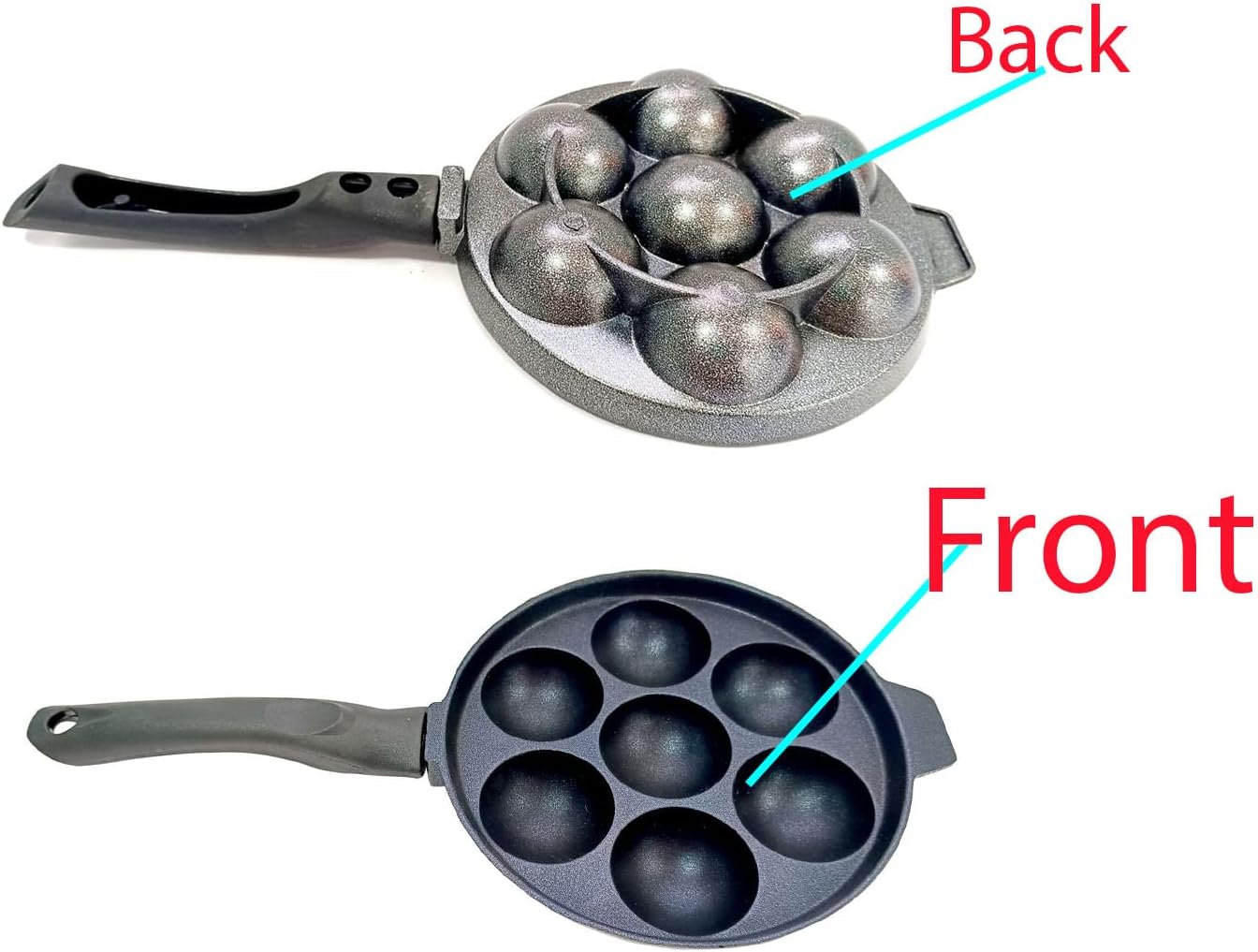 Appam Pan, Non Stick Ebelskiver Maker, 7 Cavity Paniyaram Pan with Stainless Steel Lid