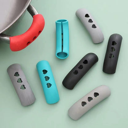 2 Pieces Silicone Hot Handle Holder, Non Slip Pot Holders Cover Assist Hot Pan Handle Rubber Heat Pot Sleeve Grip Cookware Handle for Frying Cast Iron Skillet Metal Pan (Gray)