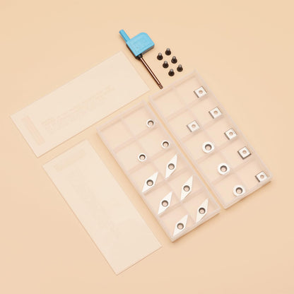 18pcs Tungsten Carbide Cutters Inserts Set, SainSmart Wood Lathe Turning Tool Replacement Cutter Accessories, 11mm Square, 11mm Square with Radius, 12mm Round, 8.9mm Round, 30x10mm & 28x10mm Diamond