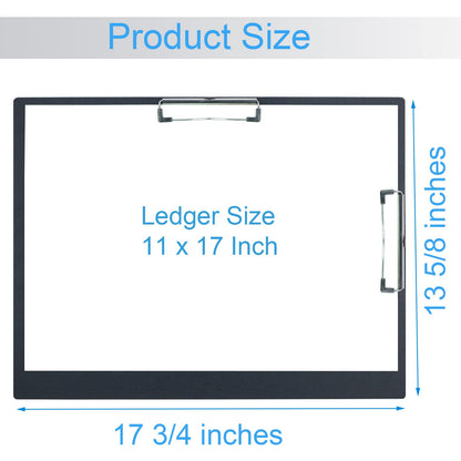 Acocony 11x17 clipboard Double Clip Extra Large Clipboard Low Profile Clip 11 x 17 Clipping Board Light Weight Not Fragile Plastic Black Pack of 1