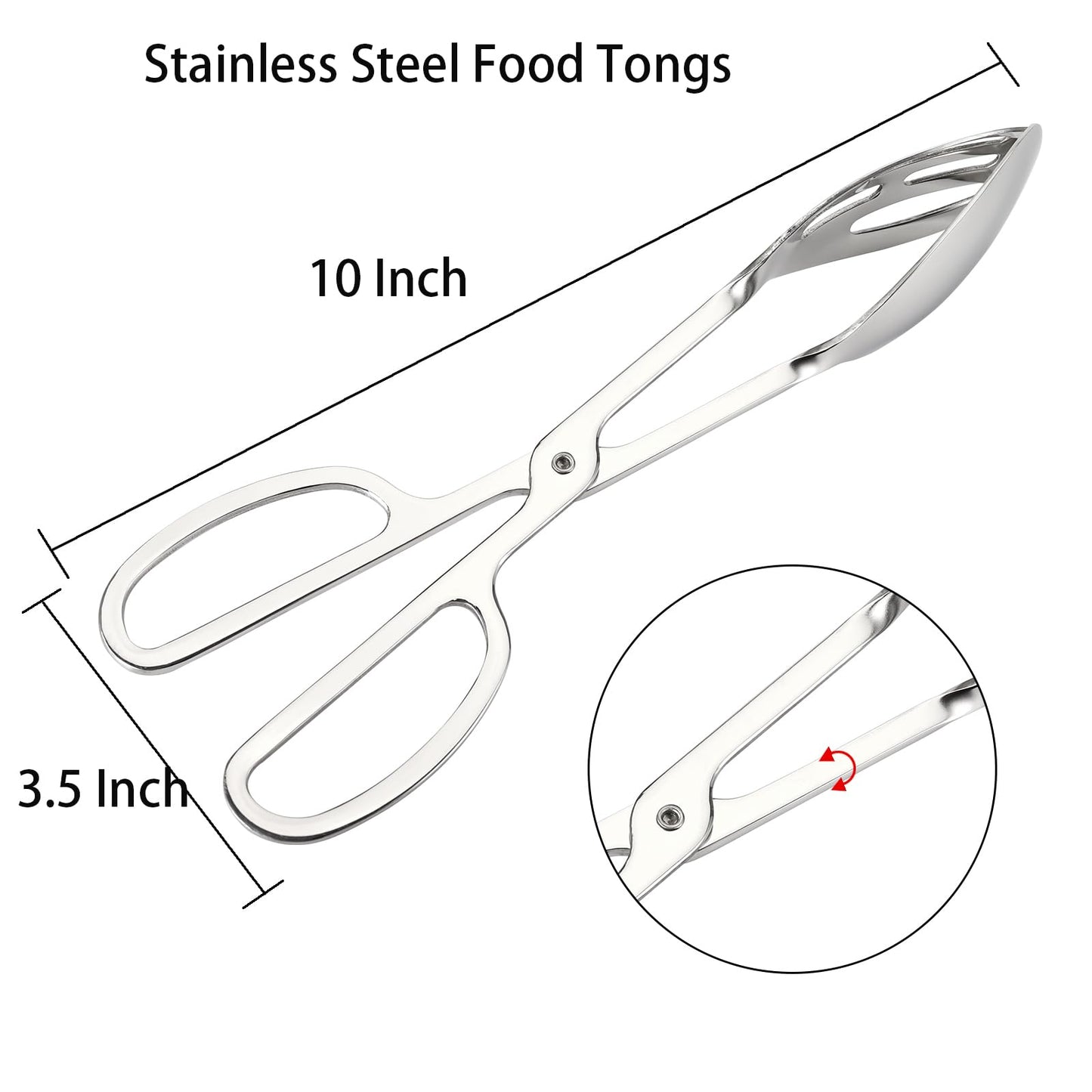 Jucoan 2 Pack Buffet Tongs Salad Tong, 10 Inch Stainless Steel Food Serving Bread Tongs with Scissor Handles for Kitchen, Party