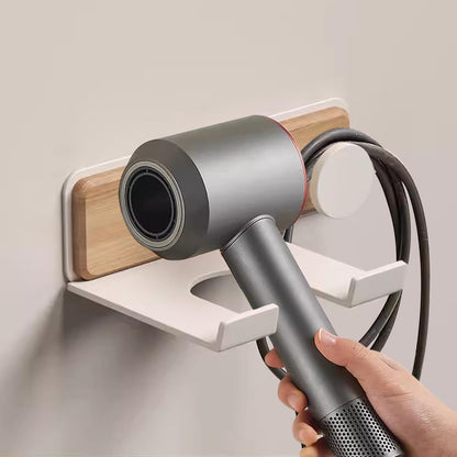 Wall Mounted Hair Dryer Holder with Storage Bag, Drill-Free Adhesive Blow Dryer Holder for Bathroom