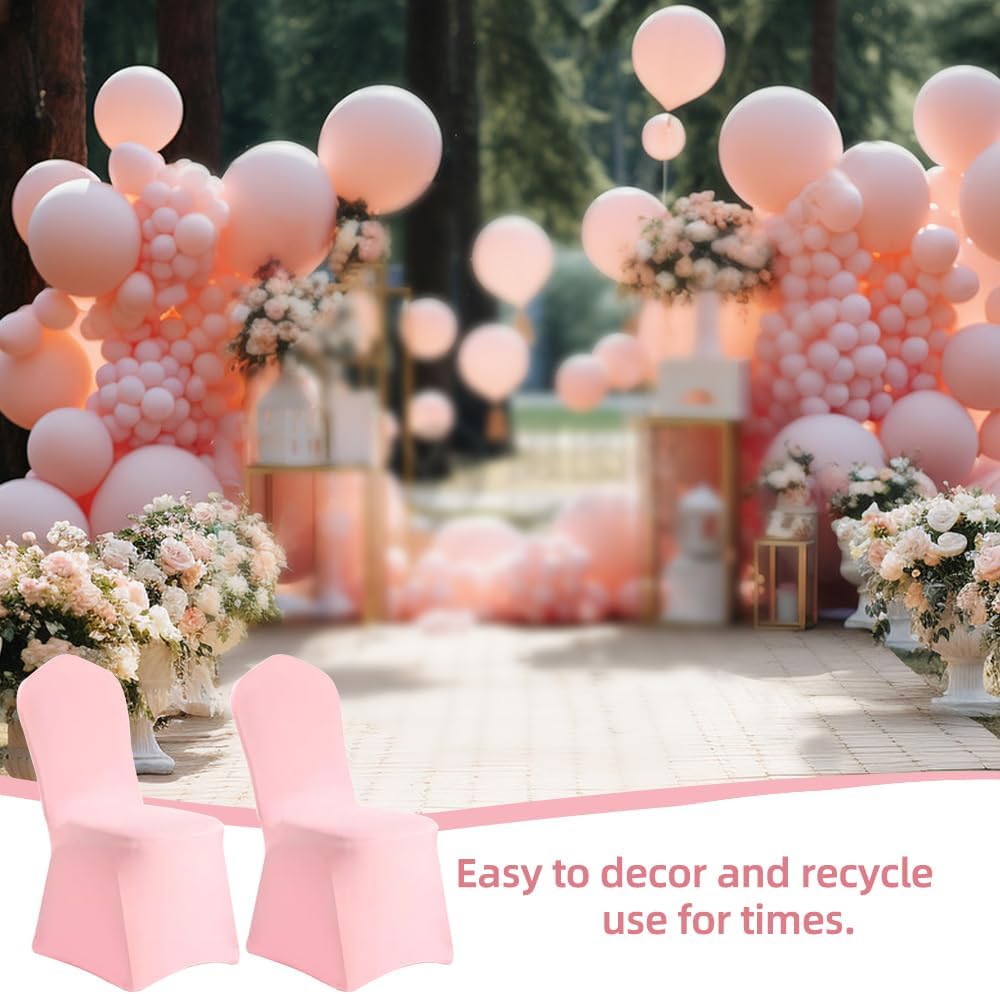 Yahpetes (1 Chair Cover Pink Polyester Spandex Banquet Chair Covers Slipcover Flat Front Stretch Spandex Chair Covers