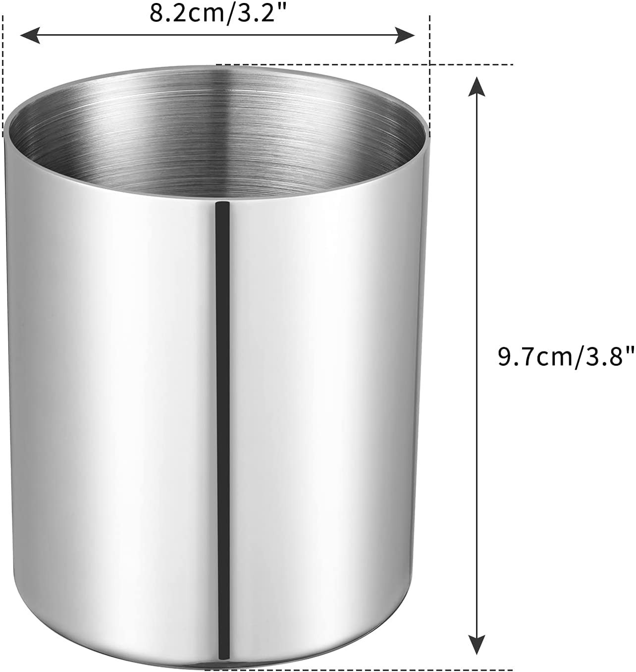 Silver Pen Holder for Desk, SUS304 Stainless Steel Heavy Duty Pen Holder Stand,Cylinder Pencil Holder,Desktop Stationery Organizer