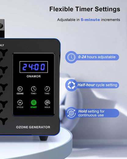 ONAMOR Digital Ozone Generator Odor Eliminator 180,000mg, High Capacity Ozone Machine Odor Removal Up to 8,000 Sq.Ft, Ionizer Deodorizer Ozonator for Home, Car, Smoke, Pet Room