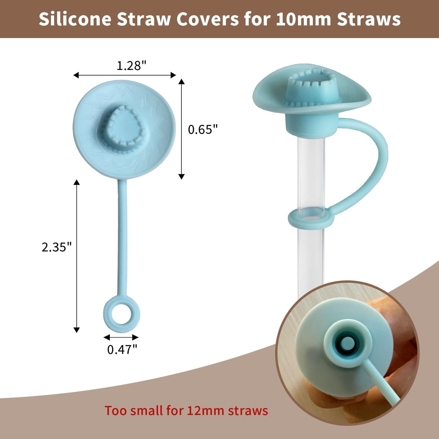 7 Pack Straw Cover Cap for Stanley Cup 30 40 oz, Silicone Toppers Cowboy Hat, Tumbler Cup Accessories