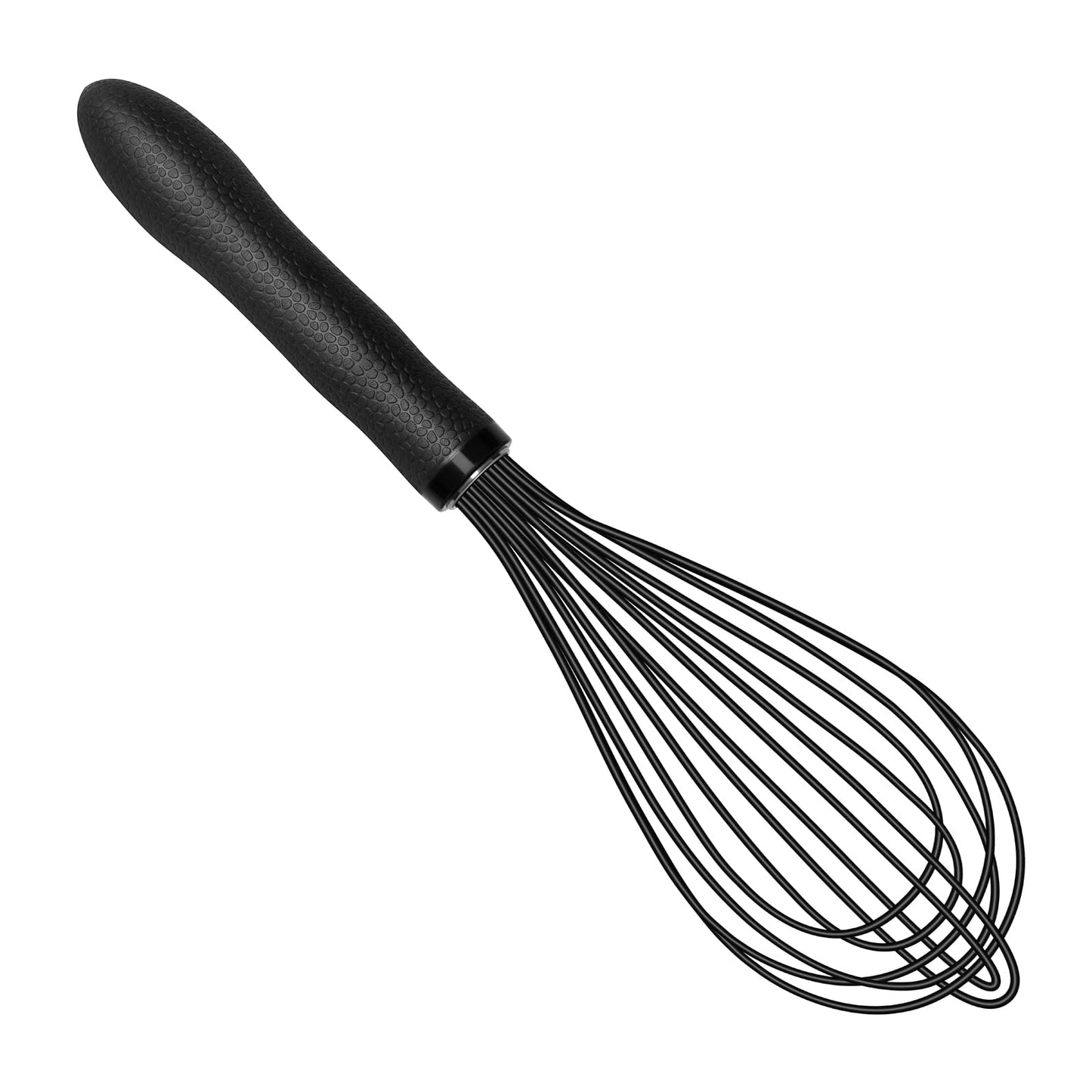 TEEVEA Silicone Whisk Stainless Steel Heat Resistant Non Scratch Kitchen Cooking Utensil for Blending Whisking Beating Frothing Stirring 11 Inch Black