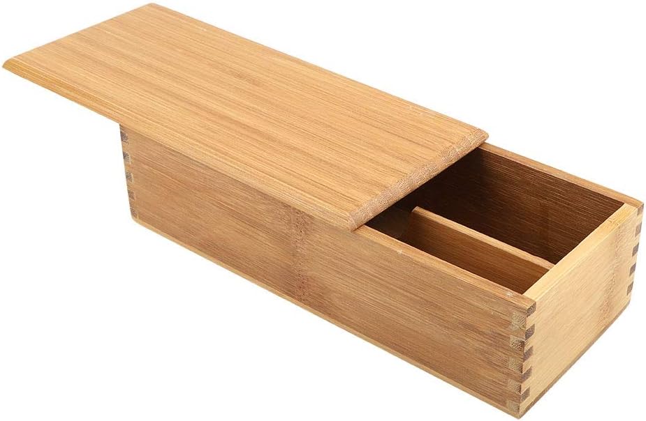 Cutlery Box with Lid, Japanese Chopsticks Box Tableware Spoon Cage, Bamboo Chopstick Spoon Storage Box for Kitchen