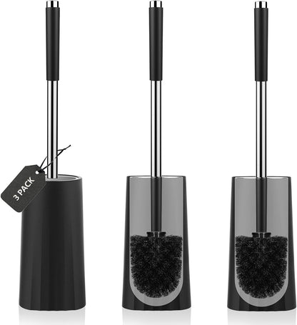 SetSail 3 Packs Toilet Brush, Compact Size Toilet Bowl Brush and Holder Toilet Brushes for Bathroom with Stainless