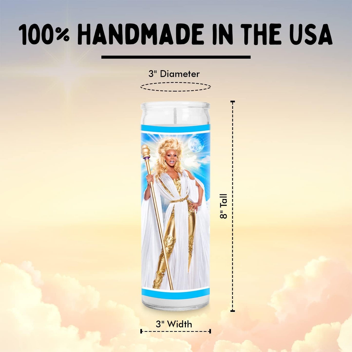 Drag Queen Celebrity Glass Jar Candle, Unscented Handmade Soy Wax Votive, Unique Gift for Pop Culture Fans
