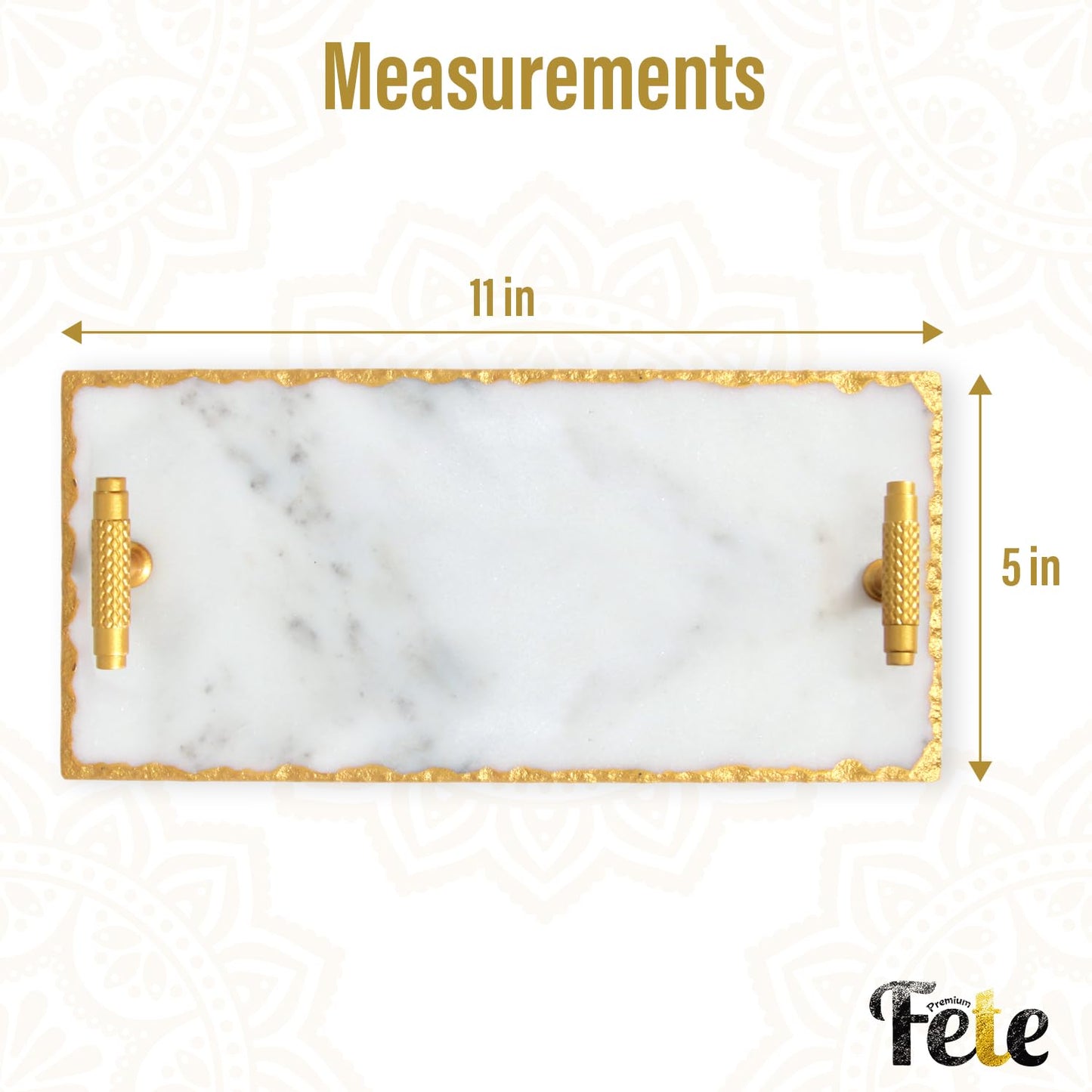 Guest Towel Holder Tray for Bathroom - Premium Marble Tray with Gold Rim - Bathroom Hand Towel Tray, The Perfect Vanity Tray for Bathroom. Ideal Valentines Day Gift.
