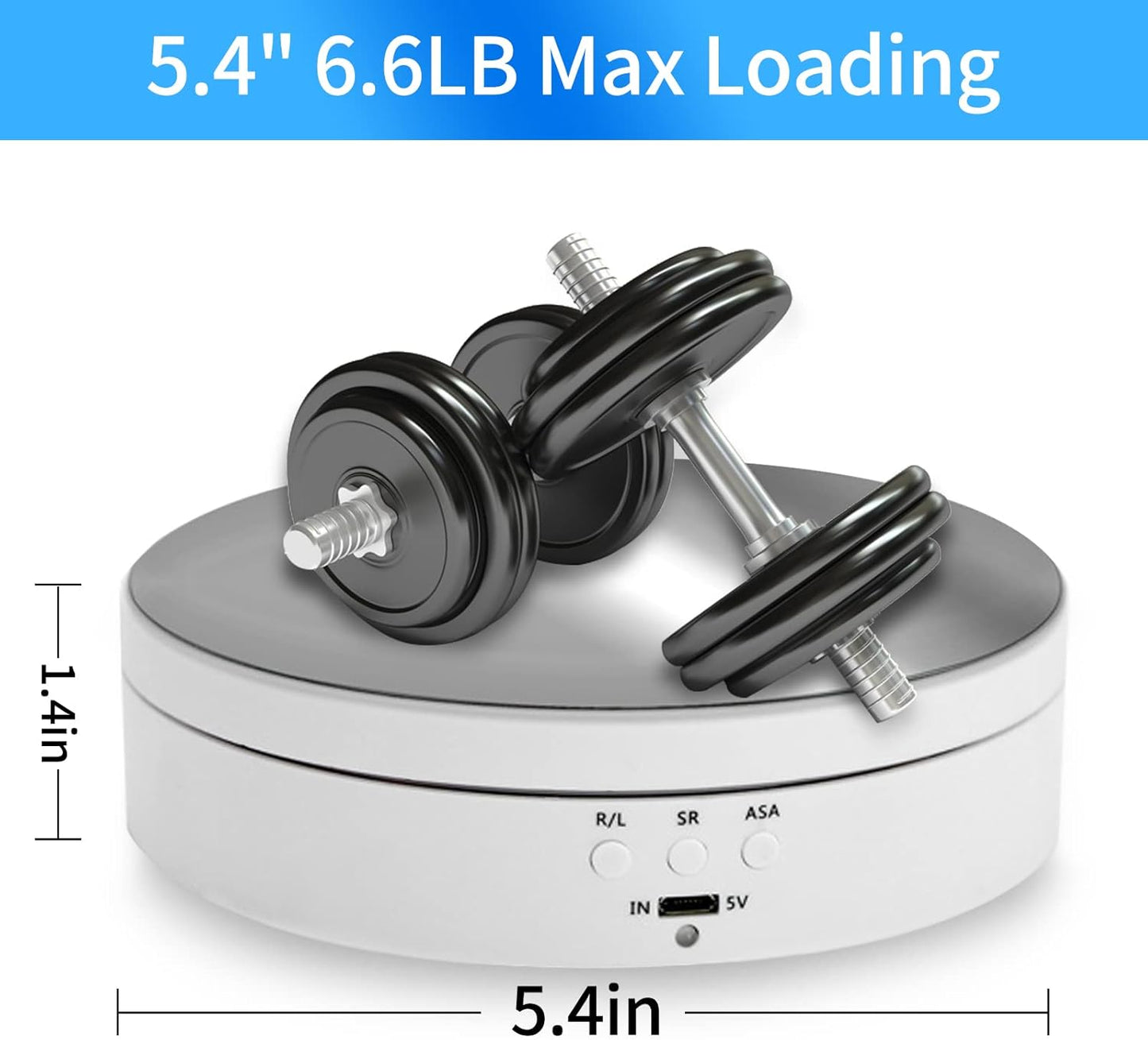 Foleto 360 Degree Motorized Rotating Display Stand, 5.4 Inch Turntable for Photography Products, USB Power Cable