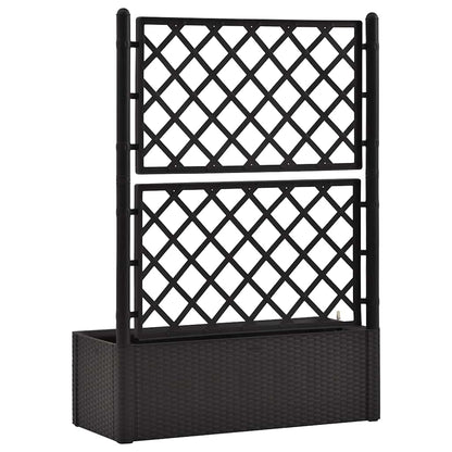 Yamxder 39.4x16.9x55.9 in Anthracite Plastic Raised Garden Bed with Trellis, Self-Watering Planter for Climbing Plants, Large Outdoor Planter Box for Patio Balcony
