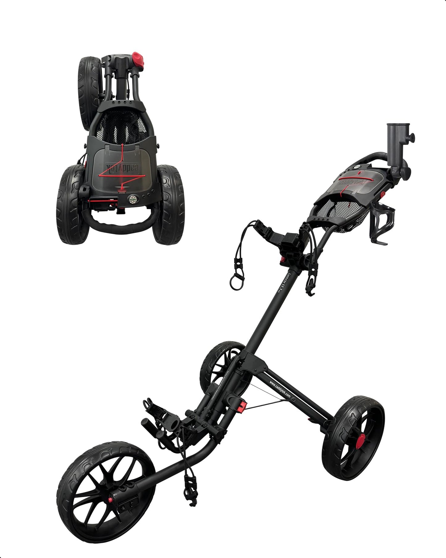 Caddytek CaddyLite 15.3 V2 Golf Push Cart - Lightweight Foldable Aluminum Cart with EVA Wheels, Foot Brake, Adjustable Handle, Umbrella Holder, Drink Holder, Scorecard Holder