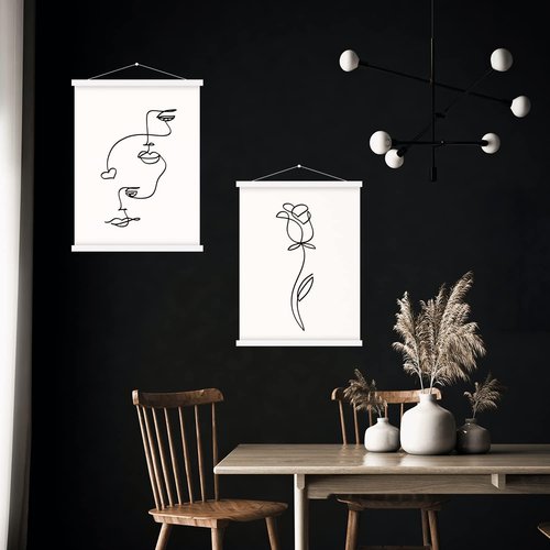 Benjia Magnetic Light Wood Poster Frame - 33" Wall Hanger for Photos & Artwork | White Finish