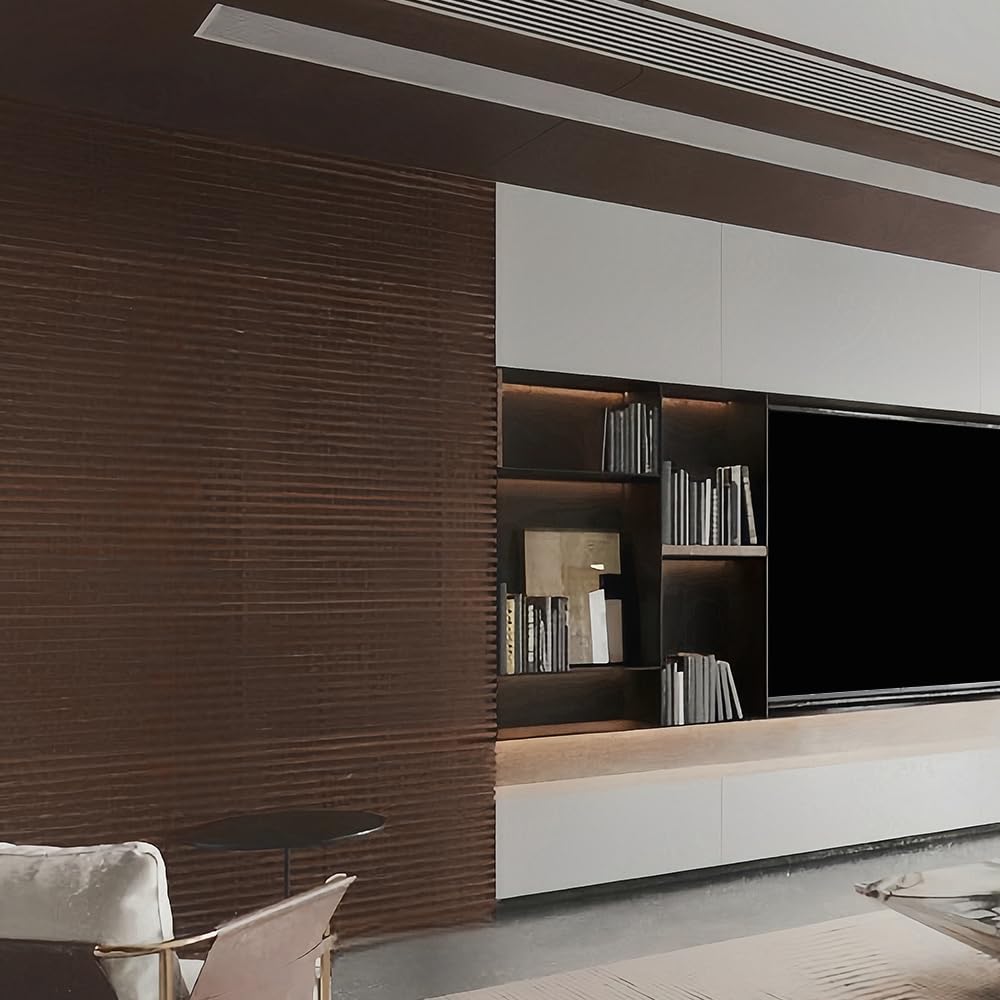 NovaGrid Board 4PCS Acoustic Wood Slat Wall Panels for Wall Decor and Ceiling 3D Fluted Sound Absorbing Panel Soundproof with Wood Finish 108"×6" (Cherry Dark)