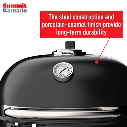 Weber Summit® Kamado E6 Charcoal Grill, Black – Dual‑Walled Insulated Steel Kamado with 24" Cooking Area, Porcelain‑Enameled Kettle & One‑Touch Cleaning System