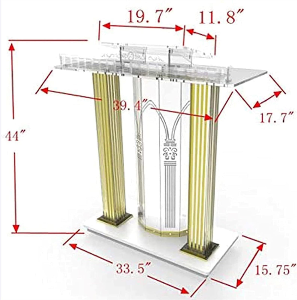 JOMRTS Acrylic Rolling Luxury Vertical Podium Stage Host with Casters Rolling Podium for Church, Wedding, School