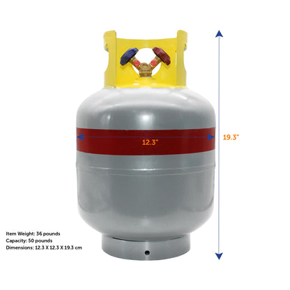 Flame King 50LB A2L Refrigerant Recovery Cylinder Tank, 400 PSI, Dual Y-Valve Liquid/Vapor, Heavy-Duty Steel, HVAC Recovery & Storage