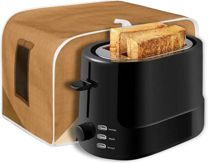chaqlin Toaster Covers 4 Slice Wide Slot, Brown Cute Toast Print, Machine Washable Bread Maker Cover