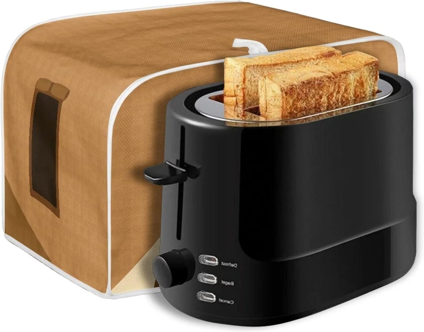 chaqlin Toaster Covers, 2 Slice Wide Slot, Cute Brown Toast Print, Machine Washable Bread Maker Cover
