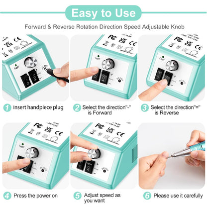 Professional Nail Drill Machine 30000 RPM Efile Electric Nail Filer Kit for Finger Toe Nails, Acrylic Gel Nails, Manicure Pedicure Drill with 6Pcs Nail Bits, 106Pcs Sanding Bands - Pink