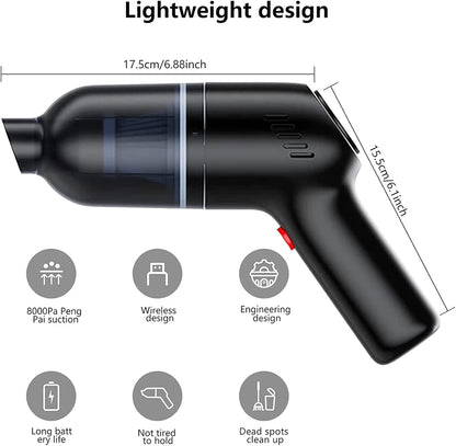 Handheld Cordless Vacuum Cleaner - Mini Vacuum for Tufting Gun Rug Accessories, 9000PA 120W High Power, Black