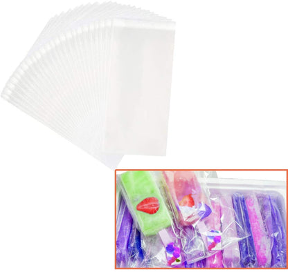 200 Pcs Wooden Popsicle Sticks Ice Pop Sticks and 200 Pcs Clear Popsicle Bags Plastic DIY Making Ice Cream Set for DIY Making Ice Cream Supplies for Family Party, Birthday Party