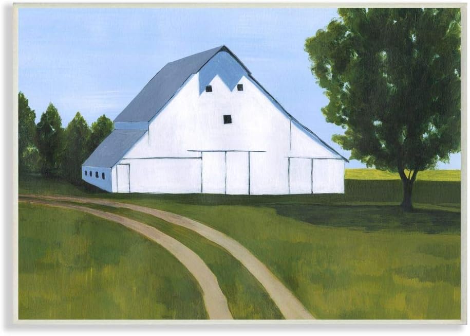 Stupell Industries Farmland Fields and Barn Landscape Painting, Designed by Grace Popp Art, 10 x 0.5 x 15 Wall Plaque