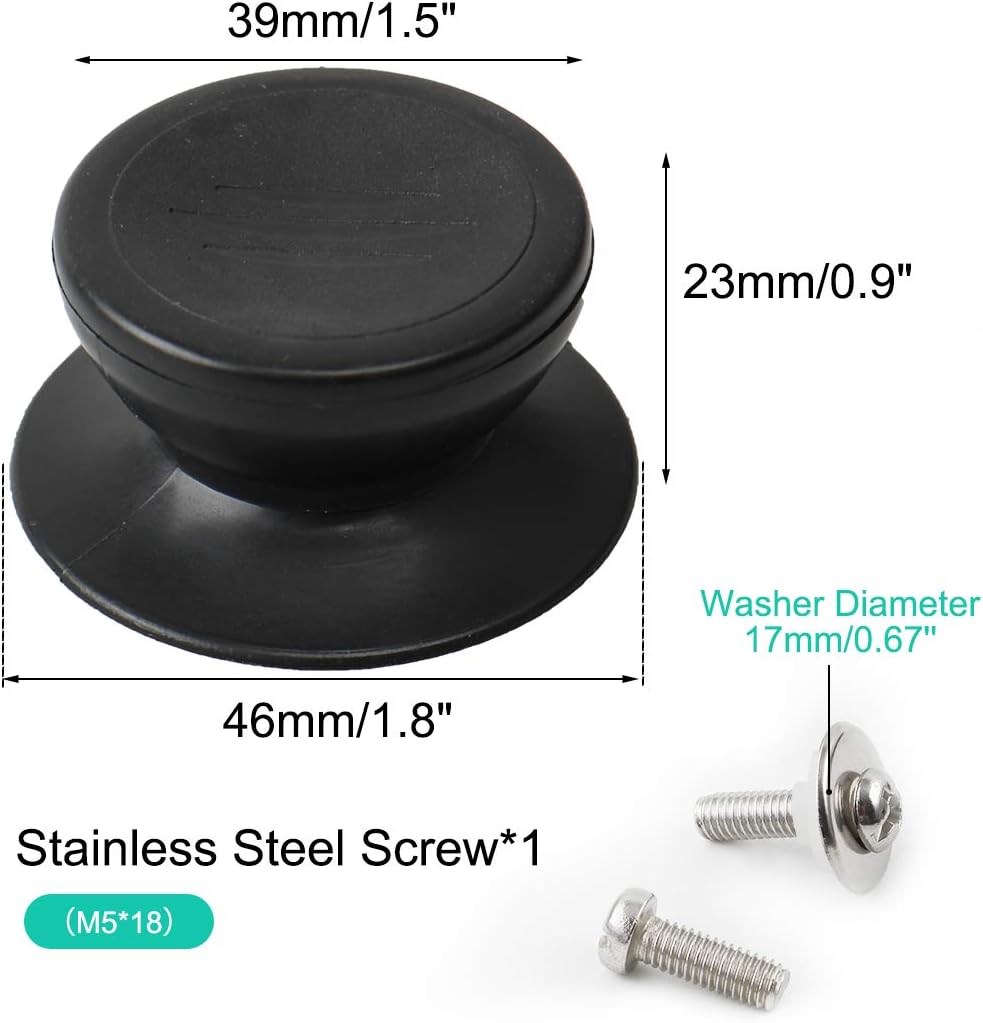 uxcell 2pcs Lid Knobs for Pans Pots - Heat Resistant Plastic Knob Handle for Kitchen Bakeware (Black)