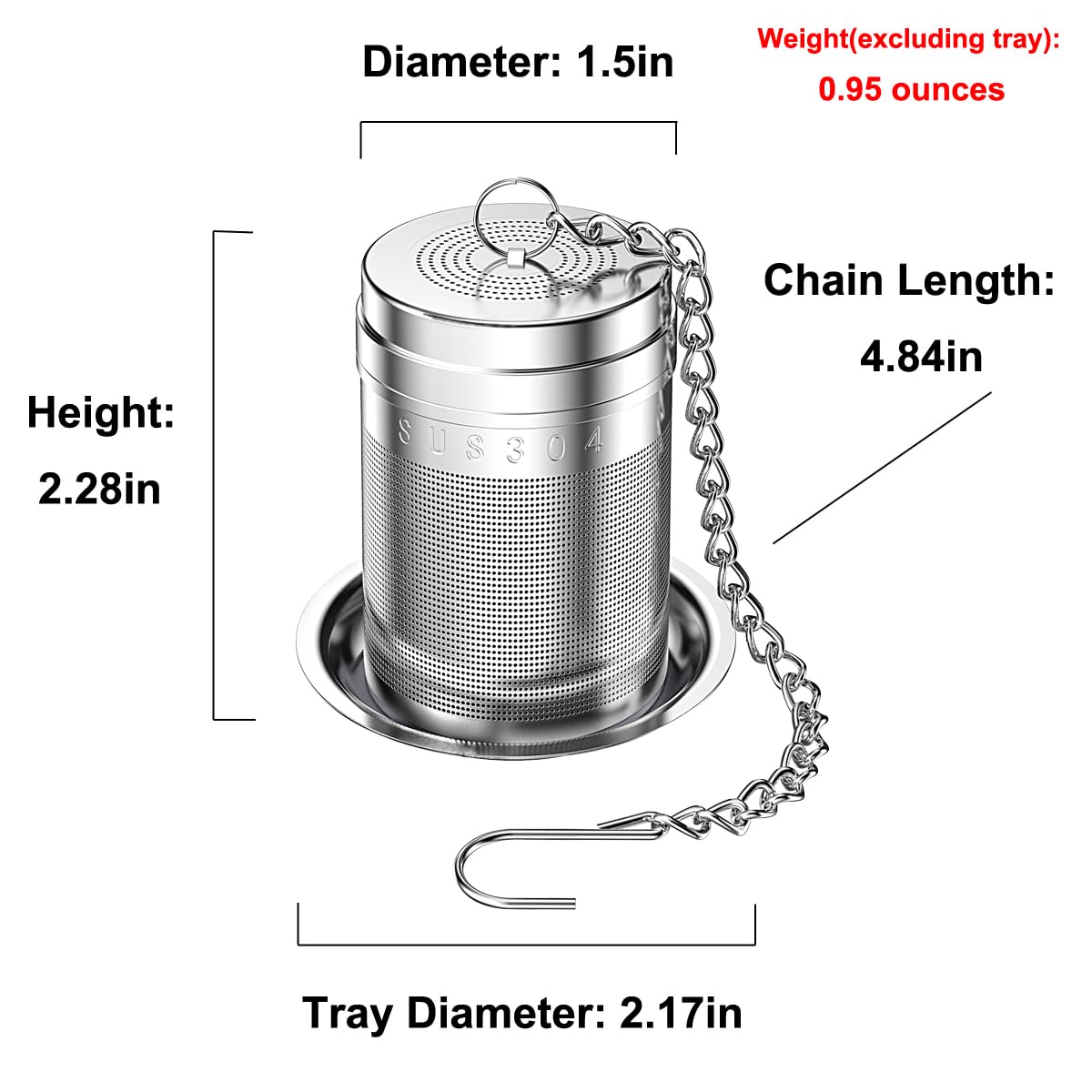 Lyxa SR 2 Pack 18/8 Stainless Steel Tea Infuser, Extra Fine Mesh Tea Infusers for Loose Tea, Tea Strainer Steeper Filter for Brew Tea, Spices & Seasonings (2)