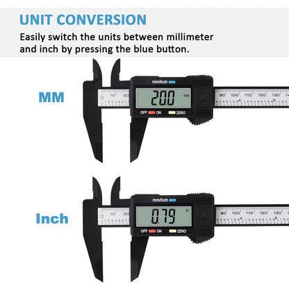 Digital Caliper, Adoric 0-6" Calipers Measuring Tool - Electronic Micrometer Caliper with Large LCD Screen, Auto-Off Feature, Inch and Millimeter Conversion