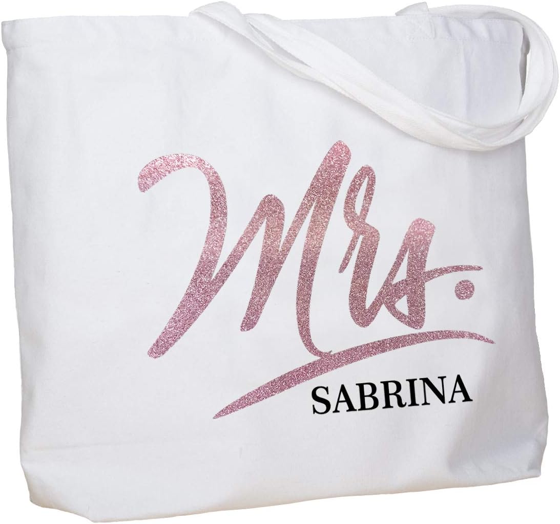 ELEGANTPARK Mrs Bag Personalized Gifts for Wedding Bachelorette Bridal Shower Engagement Party Monogrammed Tote Bags