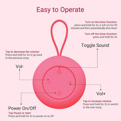 Skiennix Portable Baby Sound Machine - 12 Soothing Sounds & Timer Function | 15-Hour Battery Life, Travel-Friendly, Clips on Stroller