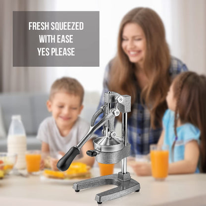 Eurolux Ultra-Premium Cast Iron Juicer | Extra-Large, Heavy Duty, Commercial Grade, Stainless Steel Manual Hand Press Citrus Squeezer For Fresh Orange Juice, Pomegranate, Lemon, and Much More (Gray)
