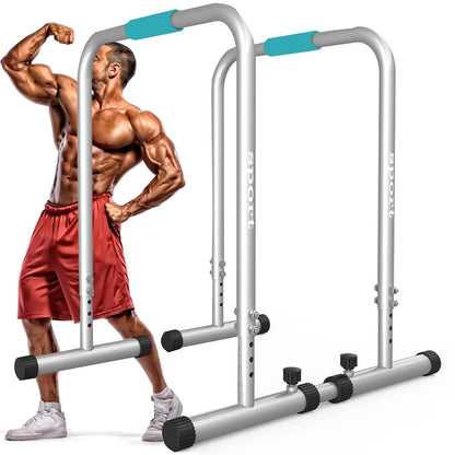 GGZONE Dip Stands Bar Adjustable Parallel Bars Dip Station, Capacity Perfect for Home and Garage Gym Exercise Equipment Gymnastics (Color : Gray)