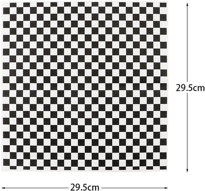 100 Sheets Checkered Dry Waxed Deli Paper Sheets for Plastic Food Basket, Wrapping Bread and Sandwiches (Black)