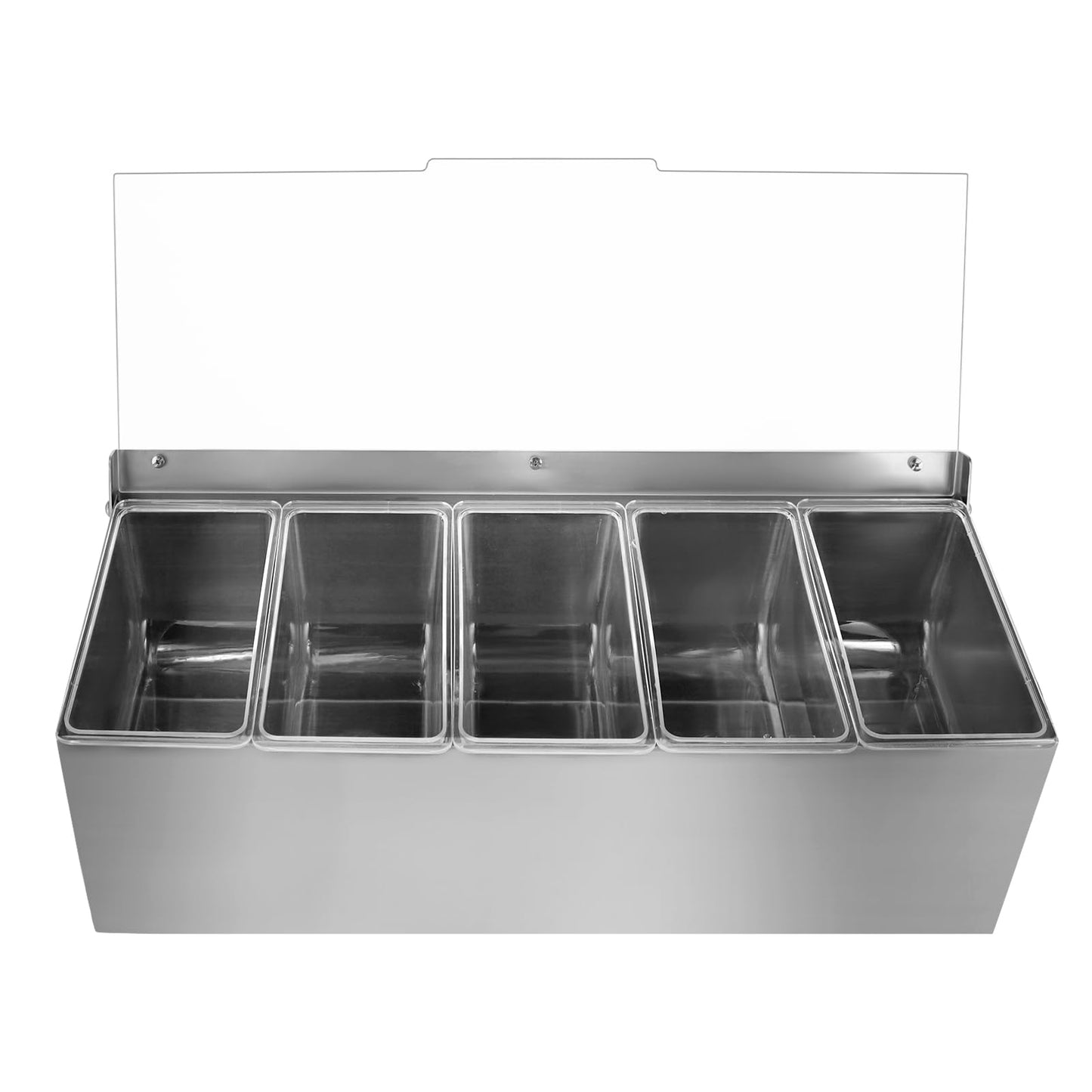 MOLIGOU Chilled Condiment Server, Stainless Steel Chilled Condiment Tray with Lid, Ice Fruit Serving Containers with 5 Removable Compartments